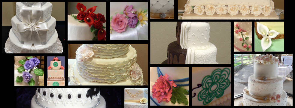 A collage of Karen's custom cakes